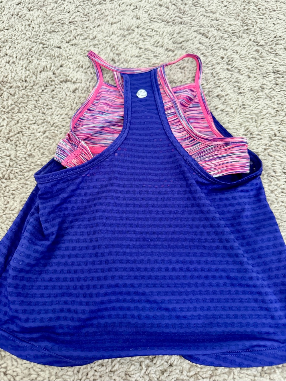 Zella Pink and Purple Striped Sports Bra